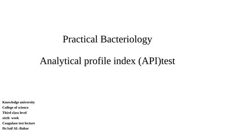 Practical Bacteriology Analytical profile index (API)test.